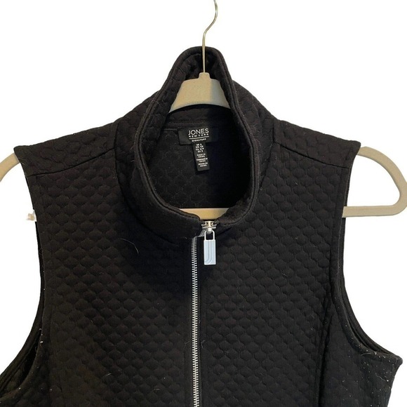 JONES New York Quilted Vest Black front pockets full zip mandarin collar Sz S - Picture 4 of 7